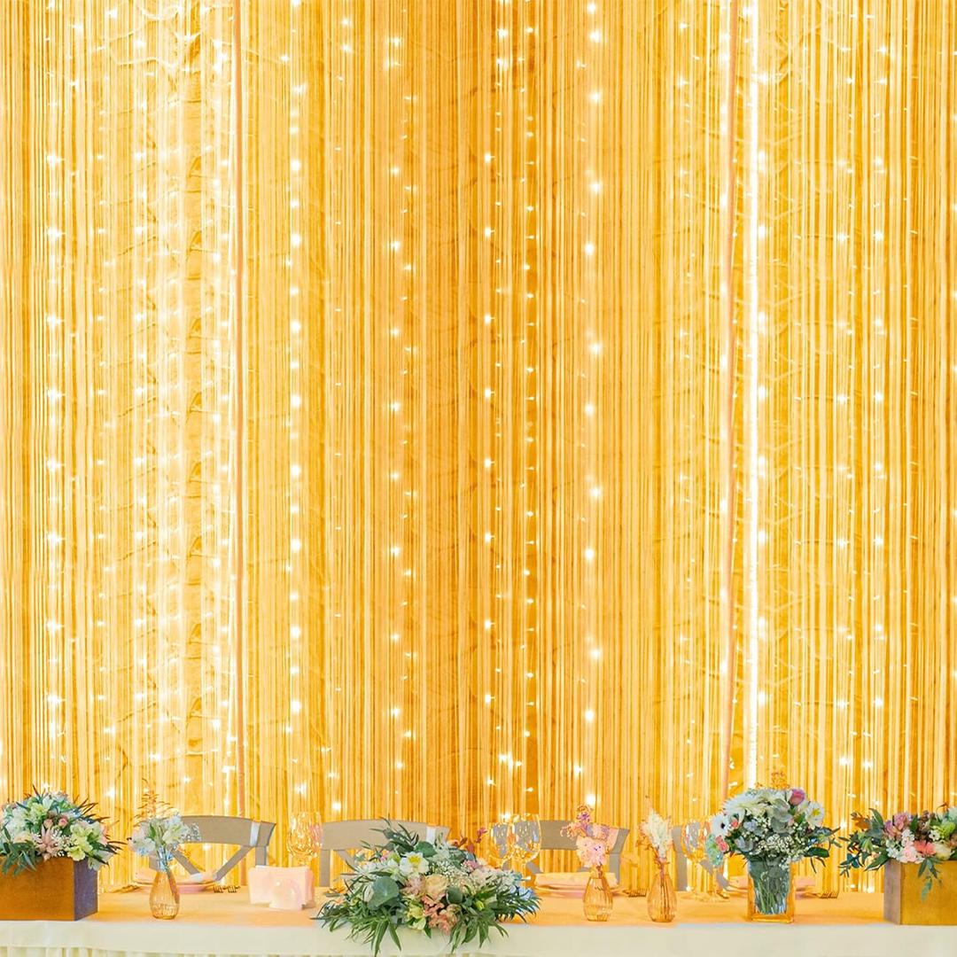 Twinkle Star 600 LED Window Curtain String Light for Wedding Party Home Garden Bedroom Outdoor Indoor Wall, White