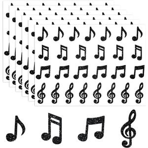 Whaline 540Pcs Music Note Stickers Glitter Black Music Labels Assorted Musical Symbols Adhesive Decals Teacher Reward Sticker for School Notebook Laptop Envelope Scrapbook Journal Cards Decor