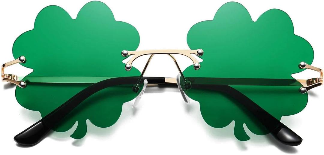 HAOLOTA St. Patrick's Day Sunglasses Shamrock Four-Leaf Clover Green Irish Costume Glasses Decorations Accessories