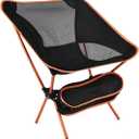 QWORK Ultralight Portable Camping Chair with Triangular Stability – Aluminum Alloy Frame, Ripstop Polyester Seat, Plastic Joints, 330 lbs Capacity - for Fishing, Camping, Hiking and Backpacking Orange