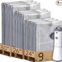 Vacbird Vacuum Bags for Travel with Rechargeable air Pump, Carryon Size Compression Packing Bags for Luggage and Suitcase, Space Saver for Clothes and Clothing 9 Combo Travel Size