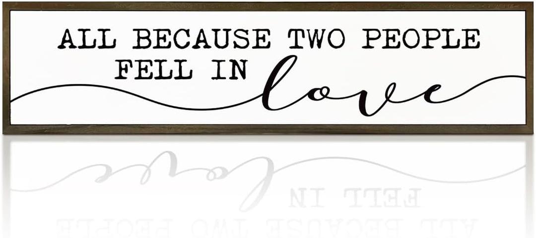 Love Quote Sign, Farmhouse Wooden Box Signs, Bride To Be Decorations, Home Decor for Bedroom Living Room, Engagement Wedding Marriage Decor, All Because Two People Fell In Love Sign, Family Wood Sign (Day Sign 01)