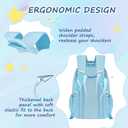 Kawaii Blue Kids Backpack for Girls, Fashion Multiple Pockets Bookbag for Primary Elementary High School for Teen Girls