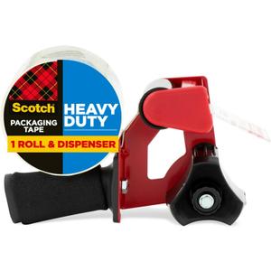 Scotch Heavy Duty Packaging Tape, 1.88 x 54.6 yd, Designed for Packing, Shipping and Mailing, Strong Seal on All Box Types, 3" Core, Clear, 1 Roll w/Dispenser (3850-2ST)