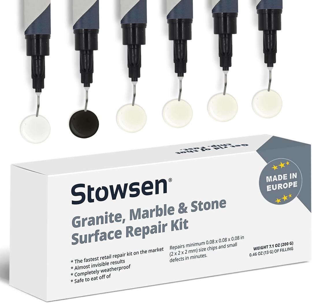 Granite, Marble & Stone Repair Kit - Fix Chips & Defects in Minutes | Restore Tiles & Countertops with Ease | for Quartz Corian Marble or Stone | Flawless Results Every Time | Repair Up to 20 Chips