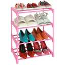 LNYZQUS Small Kids Shoe Rack, 4 Tier Pink Shoe Organizer Shoe Shelf for Closet,Stackable Narrow Shoe Stand Slim Zapateras Organizer,Cute Toddler Shoe Rack Floor for Women & Girls-Full Pink