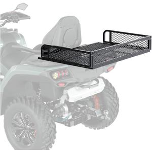 ECOTRIC Rear Cargo Basket Universal ATV UTV Storage Rack Rear Goods Mesh Rack Black Steel