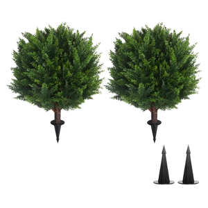 22''T Artificial Cedar Topiary Ball Tree 2 Pack, Outdoors Artificial Shrubs Faux Plants Uv Rated Perfect for Outdoor, Indoor - Easy to Install. 22''T Artificial Cedar Topiary Ball Tree 2 Pack, Outdoors Artificial Shrubs Faux Plants Uv Rated Perfect for Outdoor, Indoor - Easy to Install.