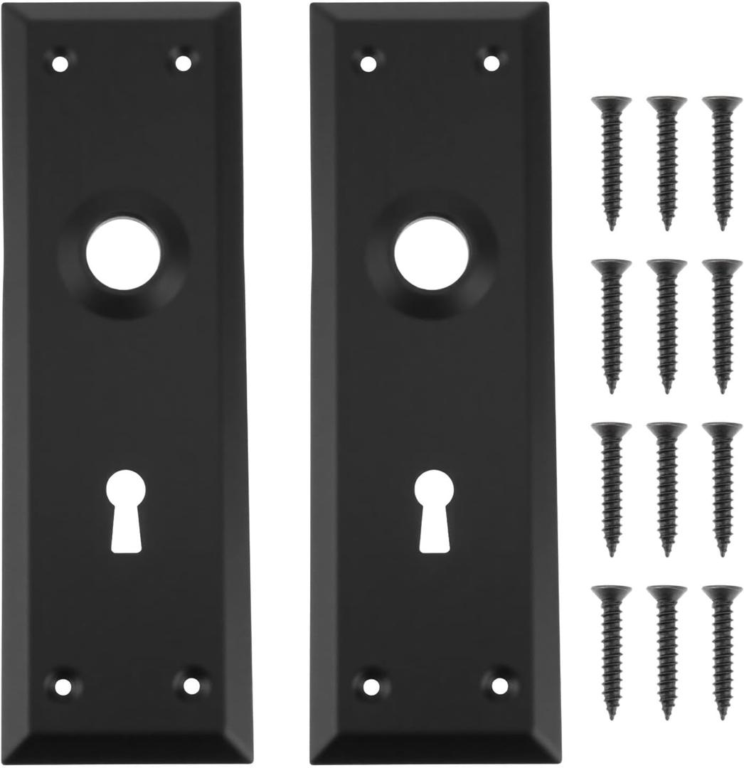Create idea 2 Pack Matte Black Door Escutcheon Mortise Door Knob Cover Plate 180 * 58mm for Key Mortise Locksets