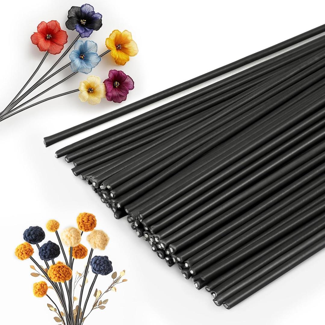 60 Pack Flower Stems, Floral Wire Stems, 2 Gauge Brown Floral Stem Wire for Paper Wrapped Wreath Making Supplies