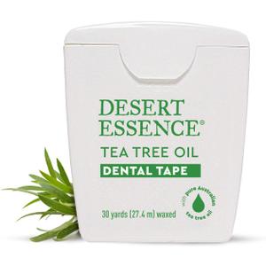 Desert Essence Tea Tree Oil Dental Tape - 30 Yards - Pack of 6 - Naturally Waxed w/Beeswax - Thick Flossing No Shred Tape - On The Go - Removes Food Debris Buildup - Cruelty-Free Antiseptic
