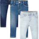 The Children's Place baby girls And Toddler Stretch Knit Denim Legging Jeans 2 pack Skort, Brooke Wash Ice Wash Reflection Blue Wash, 4T US