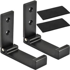 Folding Coat Hooks, Foldable Wall Hooks for Hanging Aluminum Alloy Cloth Hanger Coat Hanger Headphones Holder Headset Wall Hanger Hook- Pack of 2 (Black)