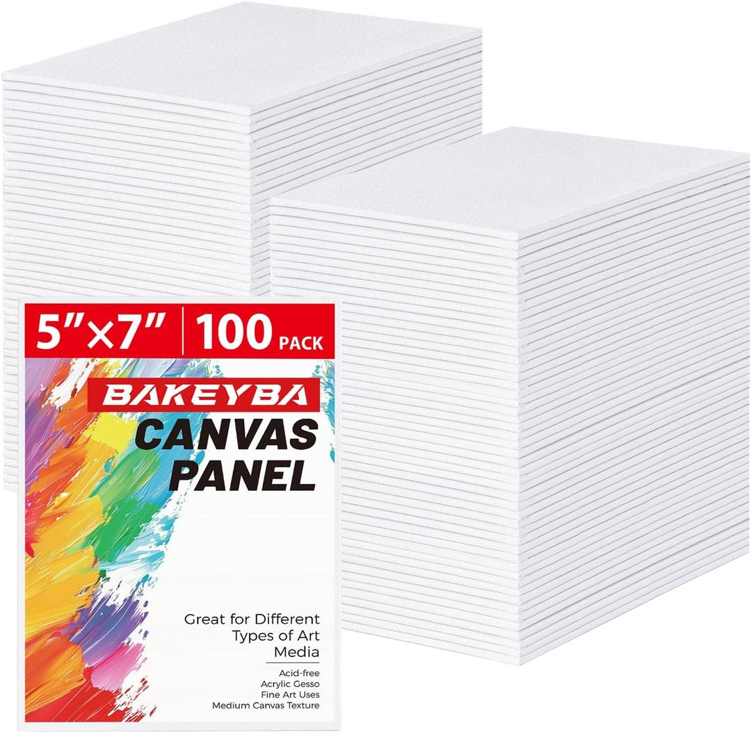 100 Pack 5x7 Inch Small Painting Canvas Boards for Kids Blank Canvas Panels White 100% Cotton for Acrylics Oil Watercolor Tempera Paints Art Class Supplies