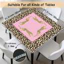 Hot Pink Cute Leopard Mahjong Mat 31.5 x 31.5 Inch, Preppy Pink Y2K Cheetah Non-Slip Noise Reduction Mahjong Table Mat for American Mah Jong Poker Card Board Games Dominoes