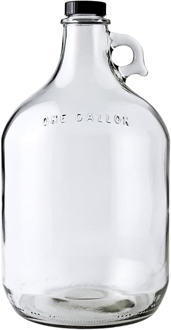 FastRack Glass Water Bottle Includes 38 mm Polyseal Cap, 1 gallon Capacity, Clear