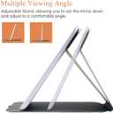 Rechargeable Travel Lighted Makeup Vanity Mirror with PU Leather Cover, Portable Travel Makeup Mirror with Lights, 3 Color Lighting,Touch Sensor Dimmable, Light Up Tabletop Cosmetic Mirror Folding (Rainbow)