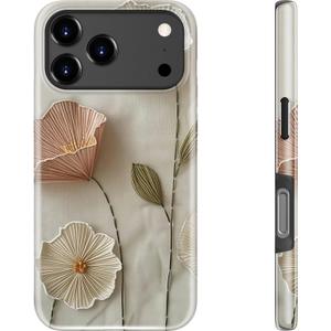 Goodon for iPhone 17 Pro Case - Compatible with Magsafe - Dual-Layer Hard Shell & Silicone Cover - Protective Phone Case with Cute Wildflower Designs for Women - Ethereal Wire Florals