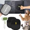 2PCS Pet - Hair - Removal - Glove - with Double Use Cat Brush, Reusable Gloves for Cats & Dogs, Electrostatic Gloves Pet Hair Mitt for Couch, Carpet, Furniture, Car, Easy Cleaning & Grooming Tool