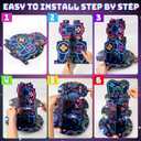 Neon Video Game Cupcake Stand - 3-Tier Glow Video Game Round Cake Stand Cupcake Tower, Gaming Themed Cardboard Dessert Holder Party Decorations for Kids Boys Birthday Party Supplies