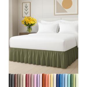 Bedskirt Full Size Ruffle - 18 inch Drop Dust Ruffle Bed Skirt with Platform - Soft, Easy Fit, Premium Hotel Quality - Wrinkle, Fade & Shrink Resistant - for Women, Men, Kids and Teens - Sage Green