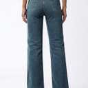 Astylish Women's Trendy Straight Leg Stretchy Jeans Mid High Waisted Cropped Jeans Wide Leg Denim Pants (Blue),Size 14