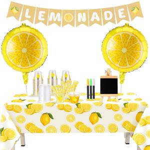 Lemonade Stand Supplies 50 Lemonade Cups with Lids and Straws, 9oz