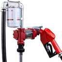 110V AC 12GPM Fuel Transfer Pump with Automatic Nozzle & Hose Kit for Gasoline Diesel Red with Particulate Filter