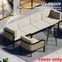 14 Piece Outdoor Patio Waterproof Cushion Covers, Fits 6-Seat Wicker Rattan Sectional Couch Chair Furniture Cover Replacement Set - Fade-Resistant Patio Cushion Covers with Zipper