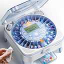 28-Day(1X) Automatic Pill Dispenser  One-Press Daily Dispense (No APP), Easy-to-Use Slide-Door Cup, Sound & Light Alerts, Moisture-Proof Dual Desiccants, Large Compartments for Tablets & Capsules