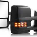 Towing Mirror Compatible with 2007-2013 Chevy Silverado 1500, GMC Sierra 2014 2500HD 3500HD Tow Mirrors Power Adjusted Heated Glass Turn Signal Backup Light Extendable Pair Set, DOTTED LIGHT