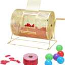 VEVOR Lottery Cage, Capacity for 5000 Tickets or 200 Ping Pong Balls, 16.1 x 12 inch, Durable Metal Construction with Wooden Handle, Brass Finish, for Bingo and Ballot Events