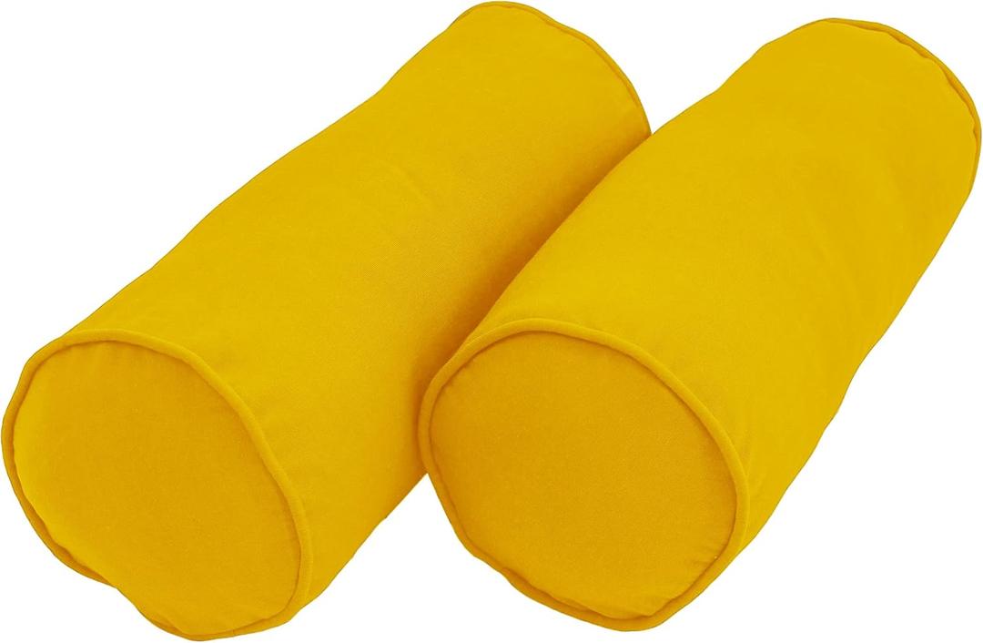 Blazing Needles Corded Twill Bolster Pillows (Set of 2), 20" x 8", Sunset, 2 Count