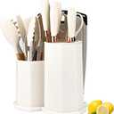 Kitchen Utensils Set,19 Pcs Cooking Tools and Knives Set,Cutting Board, Silverware Set, with Utensil Holder Precision Cutting and Organized Dining Kitchen Tool (White)