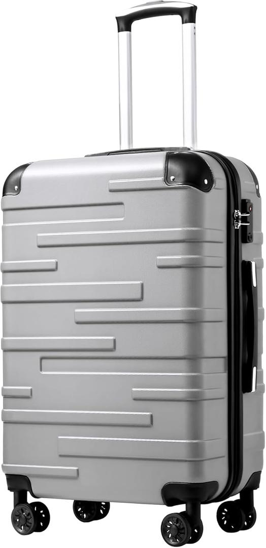 Coolife Luggage Suitcase Carry-on Hardside Travel Luggage TSA Lock Spinner Telescopic Handle, Size: L(28in)