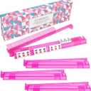 Non-Slip Mahjong Racks with Pushers, 4-Pack Clear Acrylic Racks, American Mahjong Accessories, Gift-Ready Mahjong Gifts (Pink)