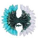 DEWENWILS C9 Red & White Christmas Lights, 33.3ft 50 LED String Lights Waterproof, Indoor/Outdoor Xmas Bulb Light with Hook for House, Xmas Tree, Patio, Garden, Yard, Porch, Green Wire, UL Listed