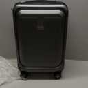 LUGGEX Carry on Luggage 22x14x9 Airline Approved, PC Hard Shell Suitcase with Front Pocket, Expandable Luggage with USB Port (Black, 20 Inch, 37L), Charcoal Metallic
