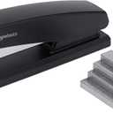 Amazon Basics Desktop Office Stapler, Lightweight, 25 Sheet Capacity, Non-Slip, Black, 3-Pack with 1000 Staples