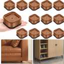 shouwuhho 12 Pack Furniture Risers Adjustable Bed Risers Heavy Duty Lifts Height 1", Square Stackable Bed Risers 1, 2 or 3 Inch for Desk Leg Table Couch Sofa Chair Bed Frame Legs Dorm, Brown
