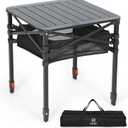 Nice C Aluminum Square Side Table, Adjustable Height Folding Compact Camping Table, Lightweight Collapsible Table with Roll-up Tabletop, Carry Bag, for Outdoor, Picnic, backyards, BBQ (20'' Medium)