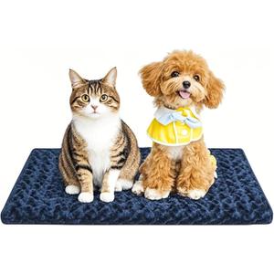 Dog Beds Crate Pad, Dog Bed Mat for Smal Dogs Sleeping, Soft, Durable, Washable & Anti-Slip Crate Pads, Reversible Mat Bed Kennel Mat Cat Bed (S(24"*18"*1.5"), Navy Blue)
