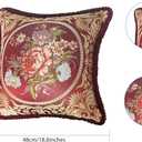 SZHELEJIAM Embroidered Pillow Cover Set of 2, Jacquard Throw Pillow Covers,Vintage Floral Decorative Cushion Covers for Sofa, Bed, Lounger.18.8x18.8 Inch Red