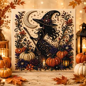 ZLQWE DIY Pearl Diamond Painting Art Kit,2026 New Pearl Beads Art Craft for Adults & Beginners,Gemstone Diamond Dots Beads Painting for Home Wall Decor, Multicolor Halloween 01