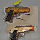 Set of 2, Cap Gun Toy, Detective Revolver, Police Cowboy, Pretend Play, Colt 45, 7 Inches (Golden)