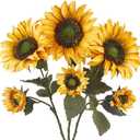 3 Pcs Sunflowers Artificial Flowers with Long Stems Silk Fake Large Sunflowers Decor Faux Sunflower Bouquet Floral Arrangement for Outdoor Indoor Summer Fall Wedding Party Table Centerpieces (Golden)