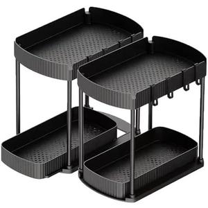 2 Pack Multi-Purpose Pull-Out Storage Organizers, Under Sink Organizers and Storage for Bathroom & Kitchen, Under Cabinet Organizers and storage, 14.8 Inch, Black