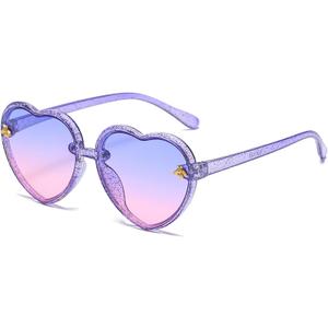 Kids Heart Sunglasses Heart Shaped Sunglasses Cute Kids Eyewear for Pool Beach Outdoor Age 3-10 Years (Purple)