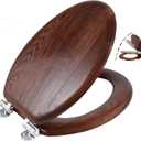 Angel Shield Elongated Wood Toilet Seat with Quiet Close,Easy Clean,Quick-Release Hinges(Elongated,Dark Walnut)