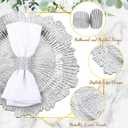 100 Sets Silver Reef Charger Plates Bulk with Napkin Rings Include 13" Round Chargers for Dinner Plates and Mesh Diamonds Napkin Rings for Table Setting, Wedding Party